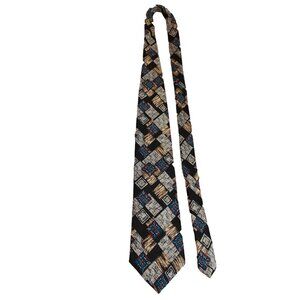 Reed James Mens Neck Tie Black White Blue Red Geometric
